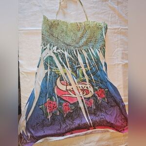 Y2K Ransom by Foreign Gear Strapless Fringe Graphic Mini Dress M